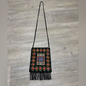 Ermo Fully Beaded Crossbody Purse Bag Zipper Closure